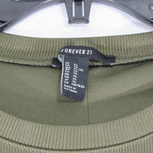 Forever 21 Ribbed Knit Mini Short Sleeve‎ Dress Olive Green Size: XL - Picture 3 of 11